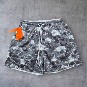 YoungLA Black Skull Print Shorts